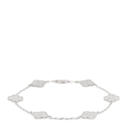 Van Cleef & Arpels 18K White Gold Diamond 6 Motifs Sweet Alhambra Bracelet 1 of 6