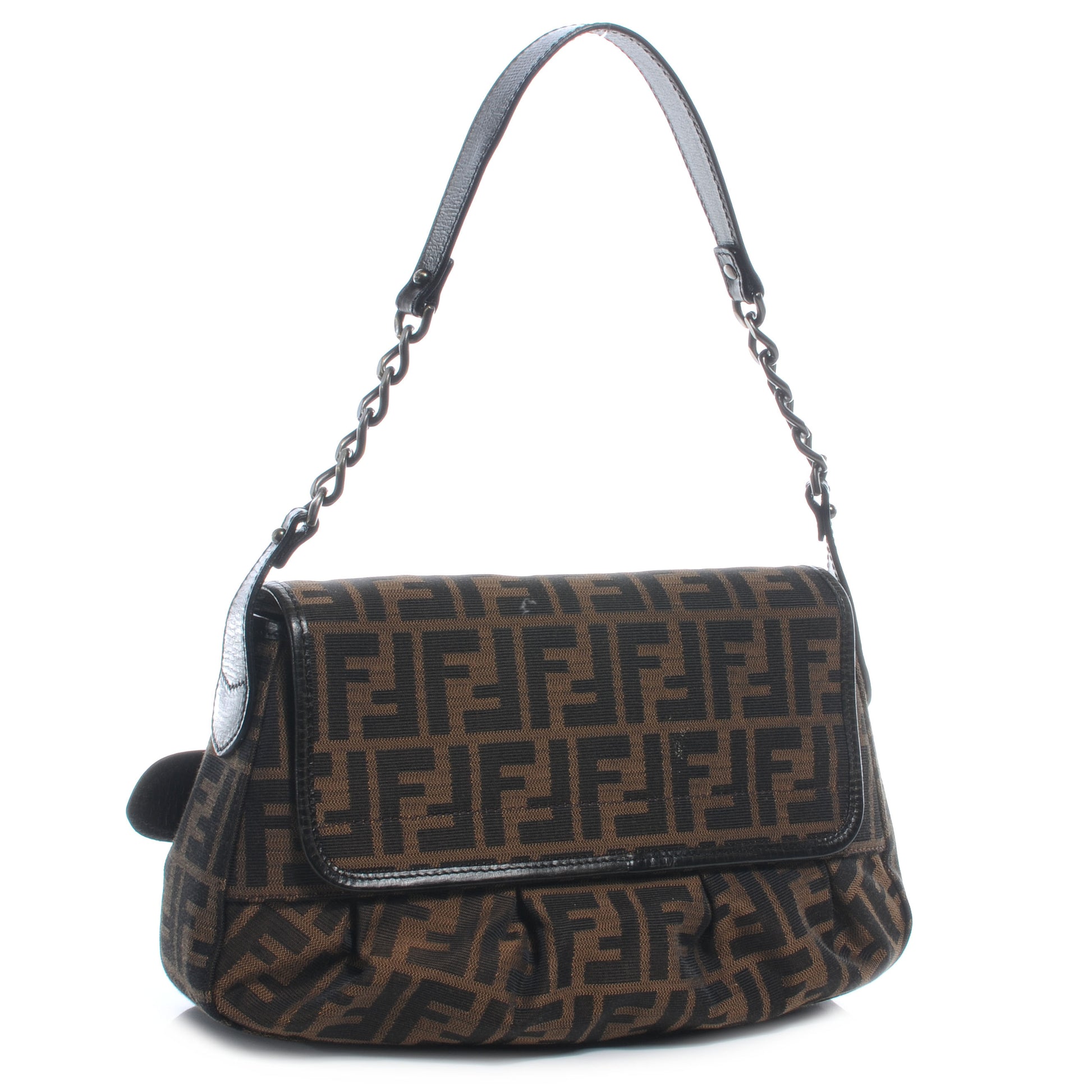 Fendi Zucca B Bis Flap Bag Tobacco Castagna 3 of 7