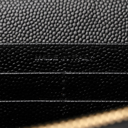 Saint Laurent Grain De Poudre Matelasse Chevron Monogram Chain Wallet Black 8 of 12
