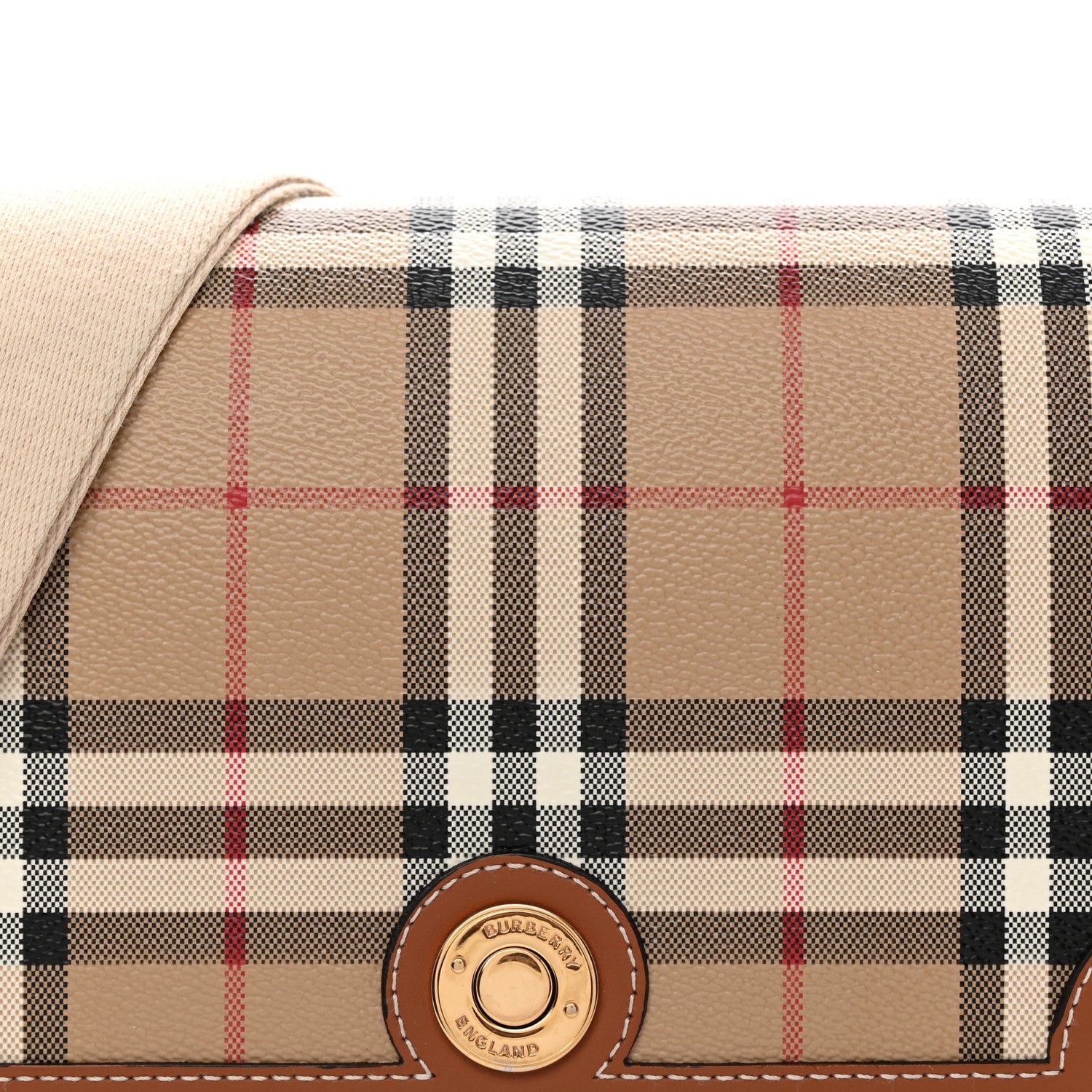 Burberry Coated Canvas Calfskin Vintage Check Medium Note Crossbody Bag Briar Brown 7 of 11