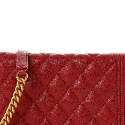 Chanel Caviar Quilted Boy Wallet On Chain WOC Red 10 of 13
