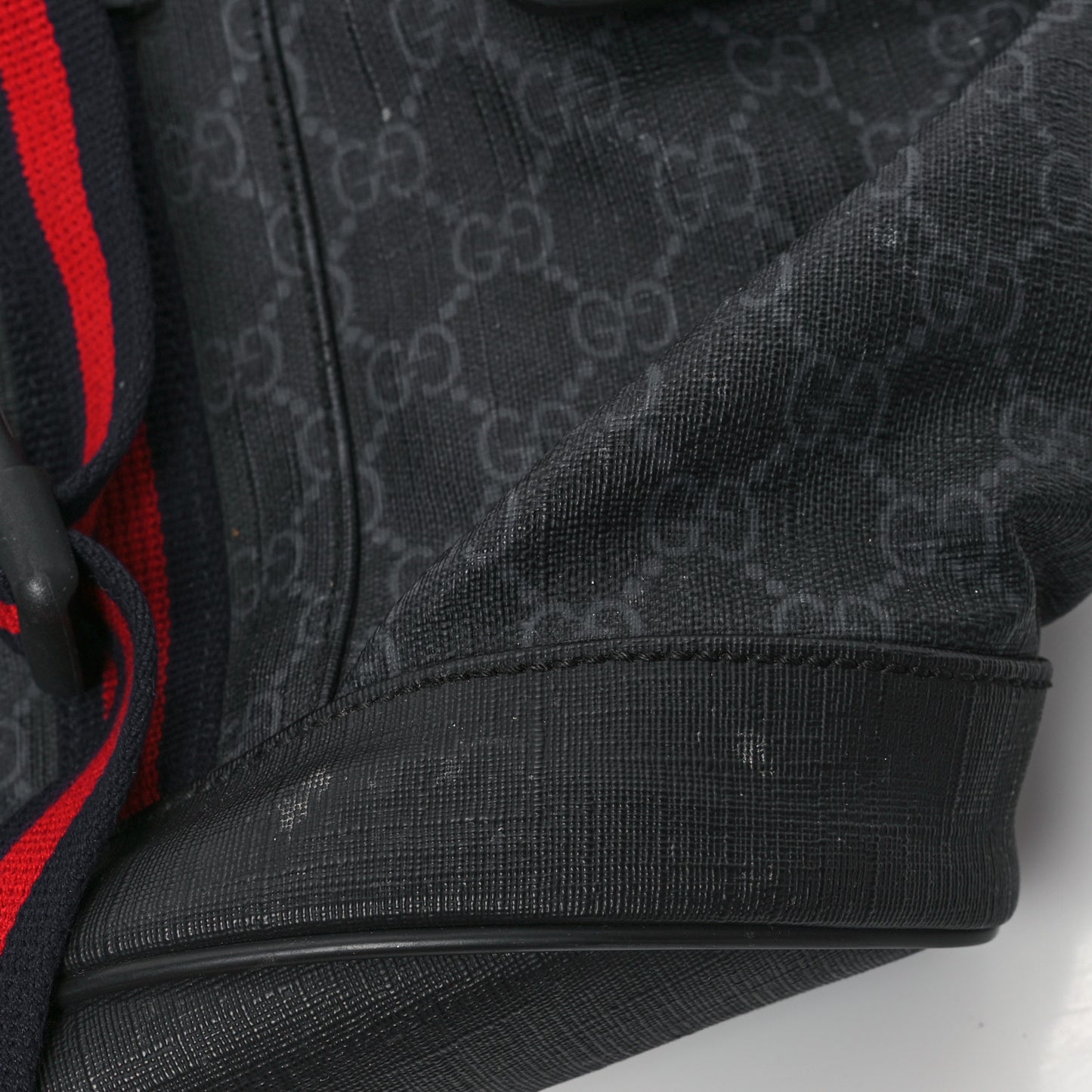 Soft GG Supreme Monogram Calfskin Web Double Buckle Backpack Black