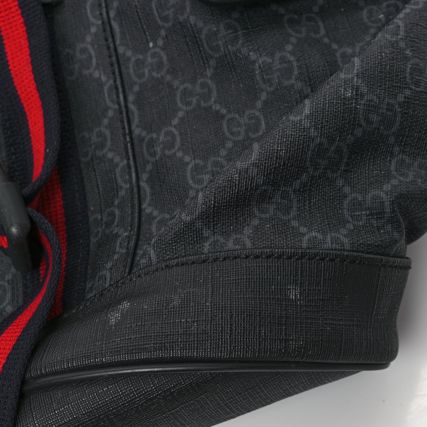 Gucci Soft GG Supreme Monogram Calfskin Web Double Buckle Backpack Black 11 of 15