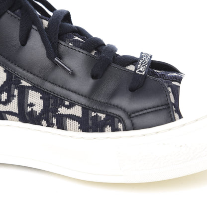 Christian Dior Technical Knit Calfskin Oblique Womens Walk'n Dior Mid Top Sneakers 41 Deep Blue 8 of 9