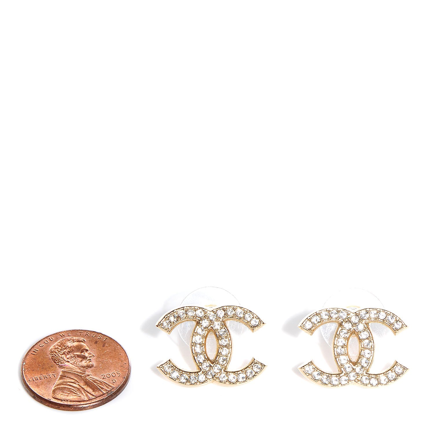 Chanel Crystal CC Earrings Gold 2 of 6