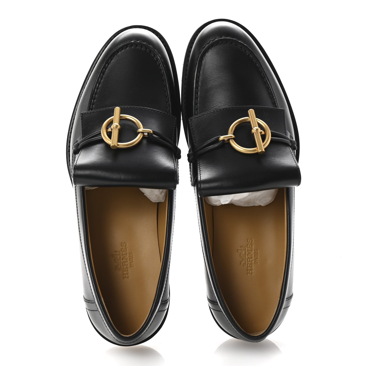 Hermes Calfskin Womens Impact Loafers 37.5 Black 2 of 10