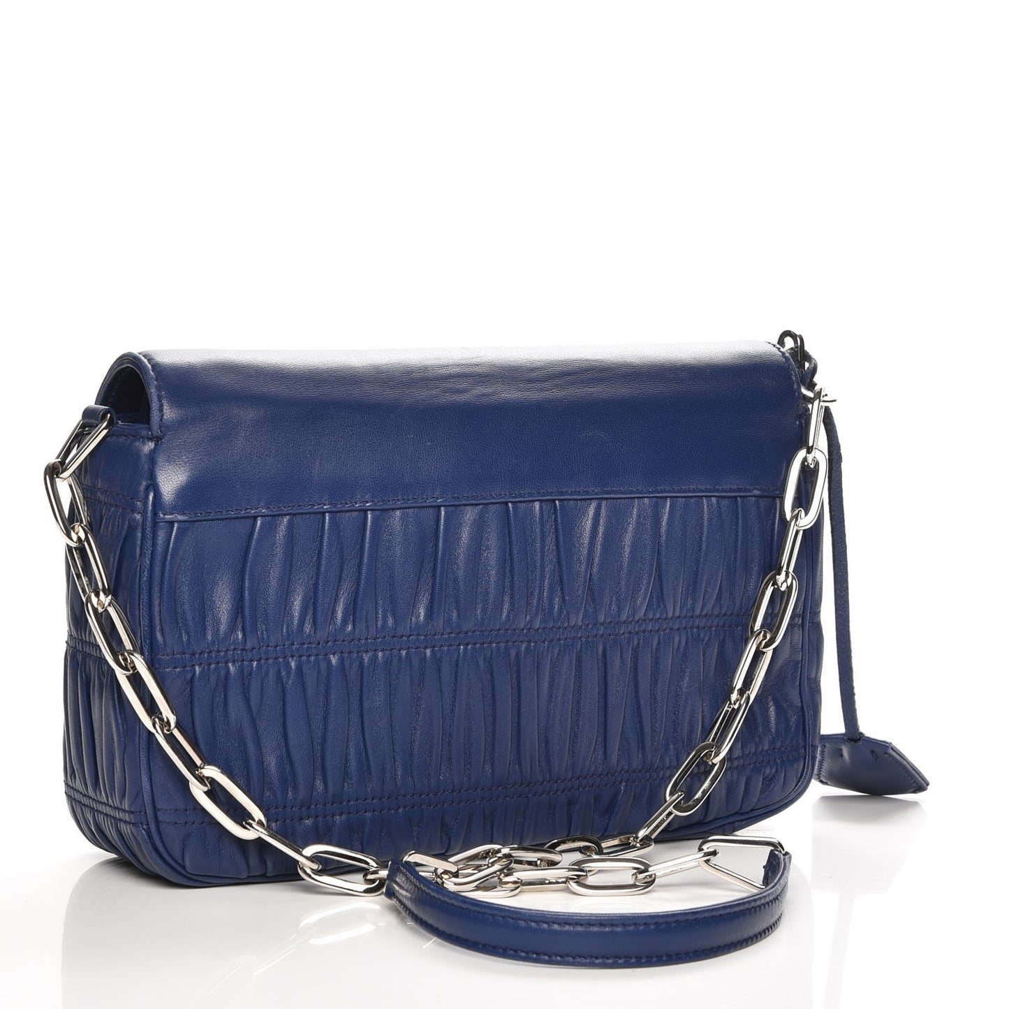 Nappa Gaufre Sound Chain Flap Shoulder Bag Inchiostro