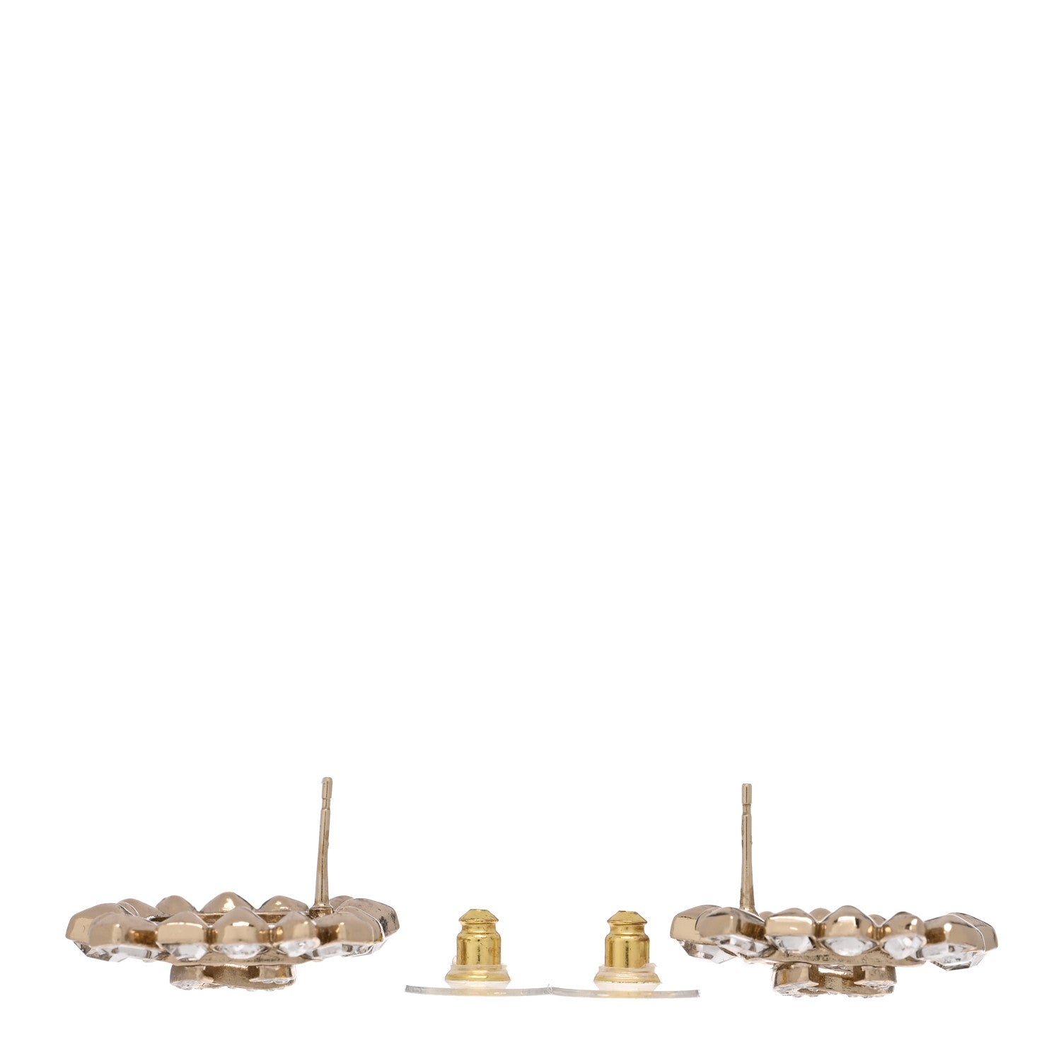 Chanel Metal Crystal Baguette High Society CC Earrings Gold 3 of 5