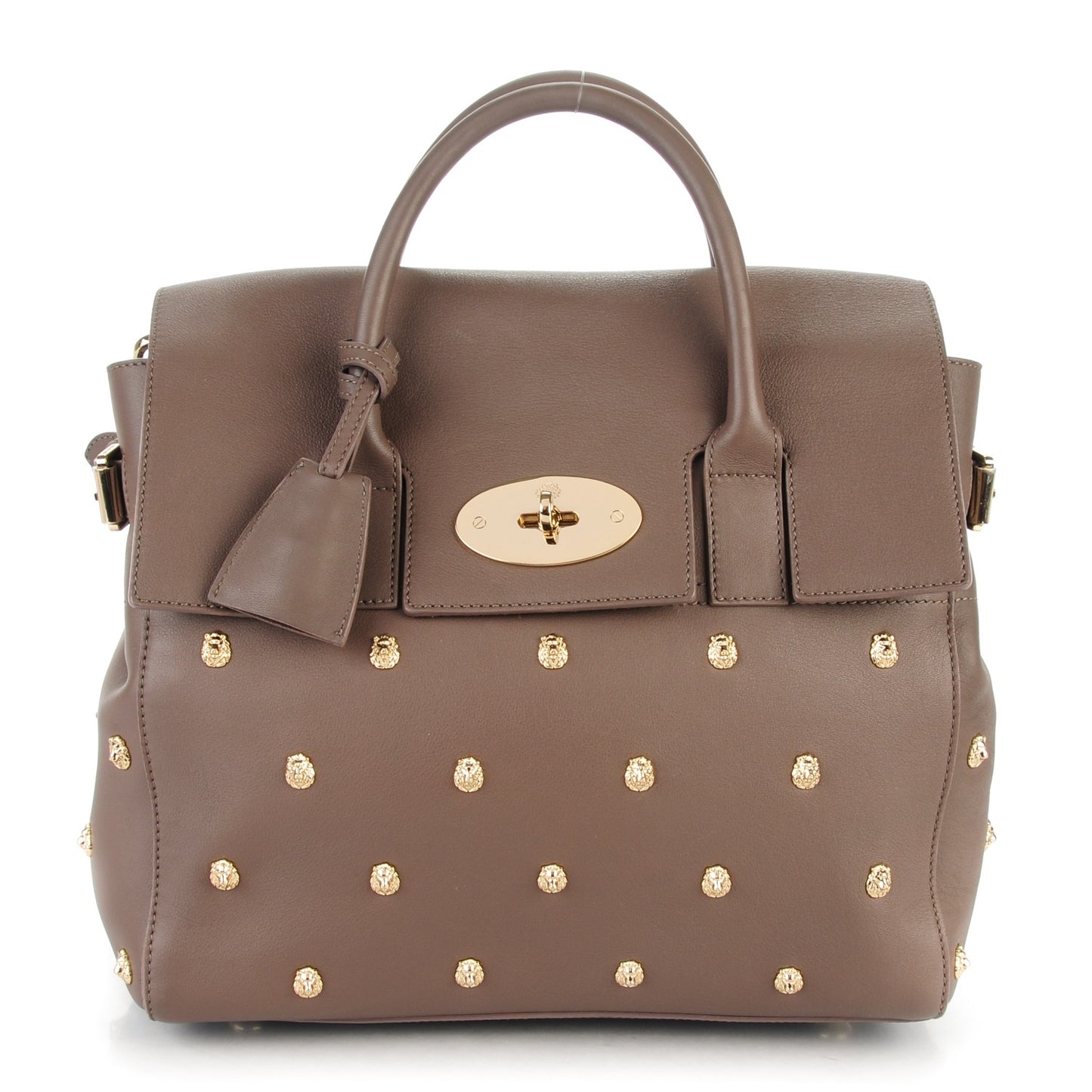 Calfskin Studded Medium Cara Delevingne Convertible Satchel Taupe