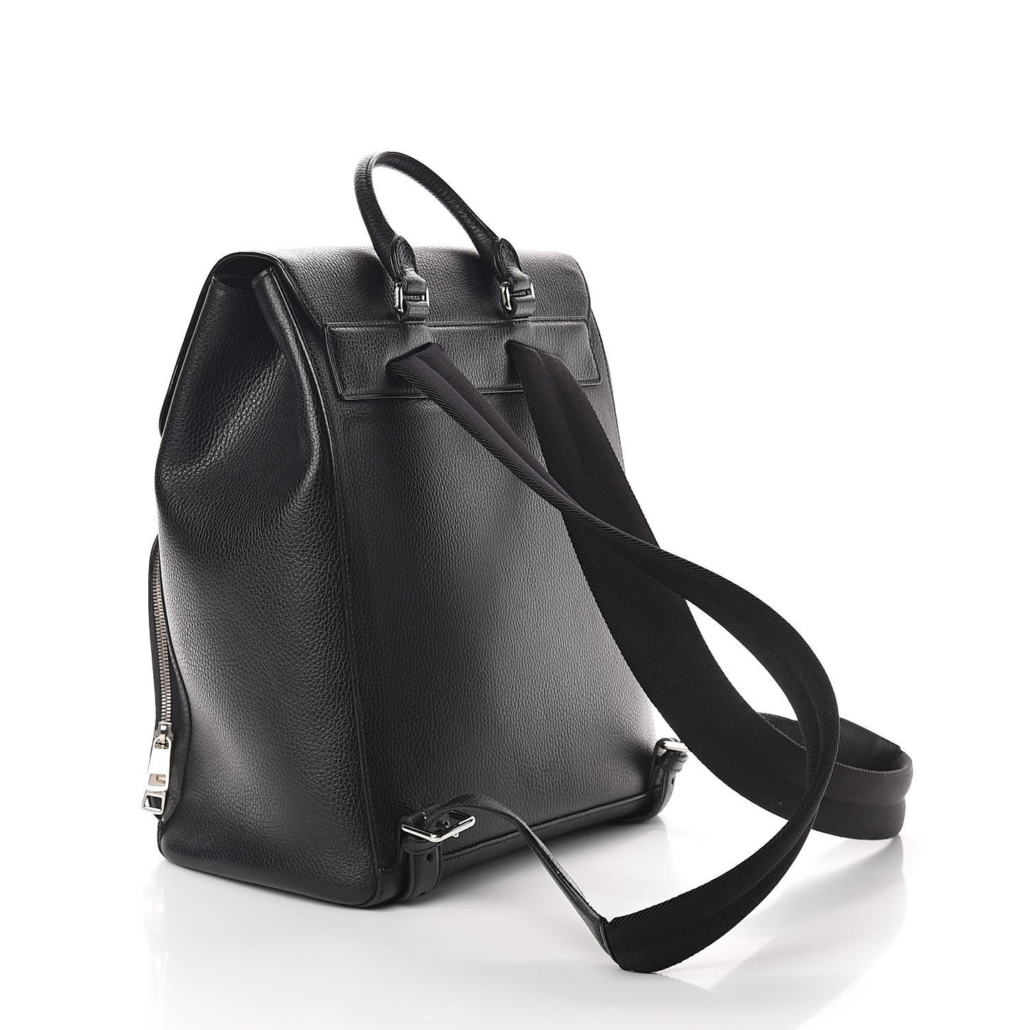 Pebbled Calfskin Chain Backpack Black