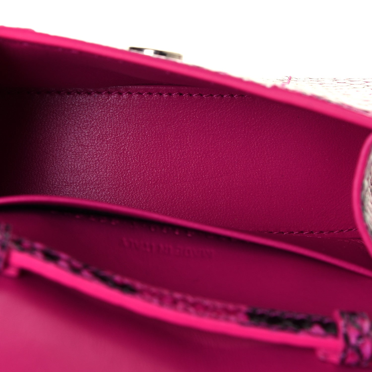 Balenciaga Shiny Calfskin Python Effect Hourglass Top Handle Bag Mini Fuchsia Black 5 of 13