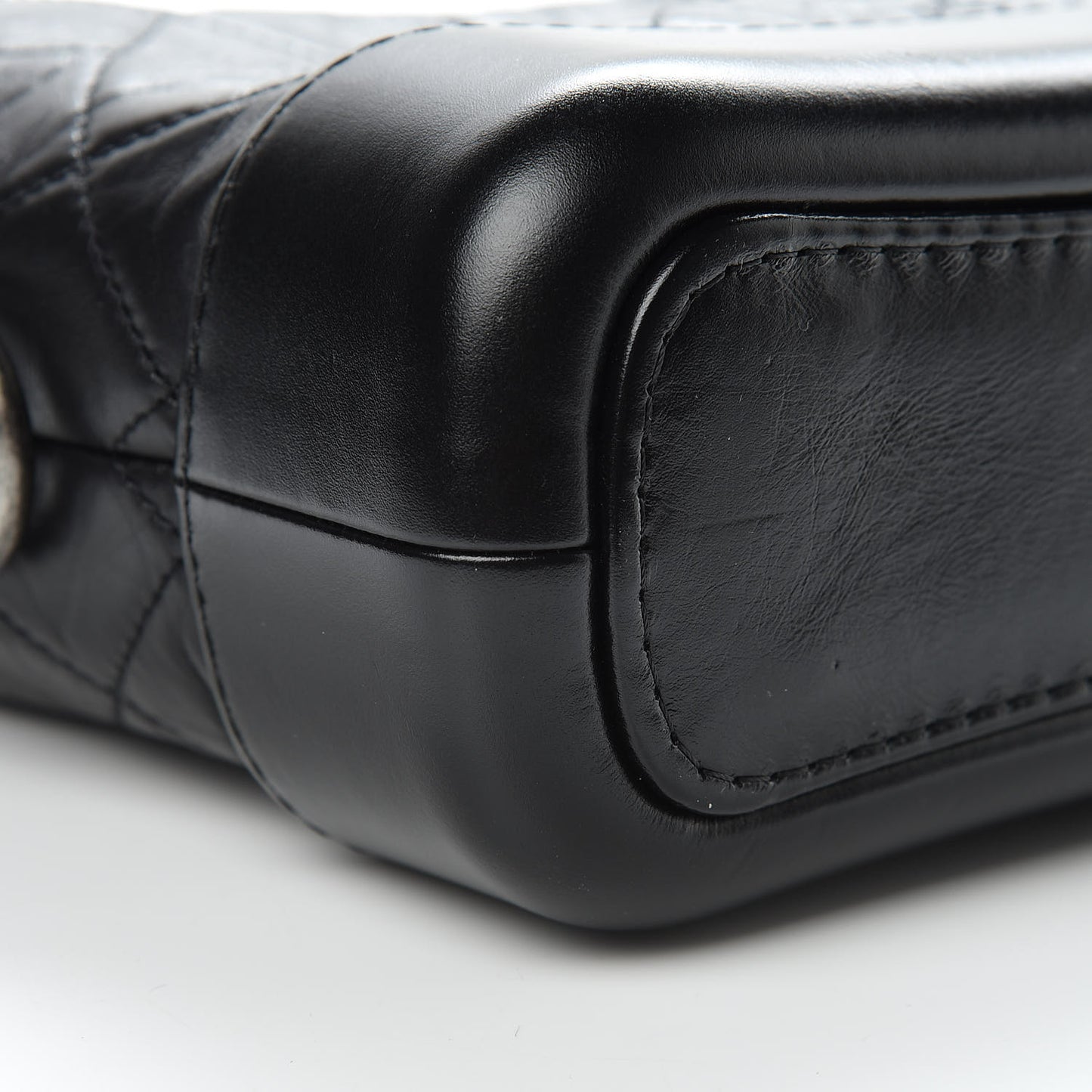 Aged Calfskin Quilted Small Gabrielle Hobo Black