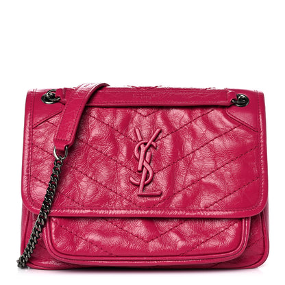Saint Laurent Crinkled Calfskin Matelasse Monogram Baby Niki Chain Satchel Freesia 1 of 10