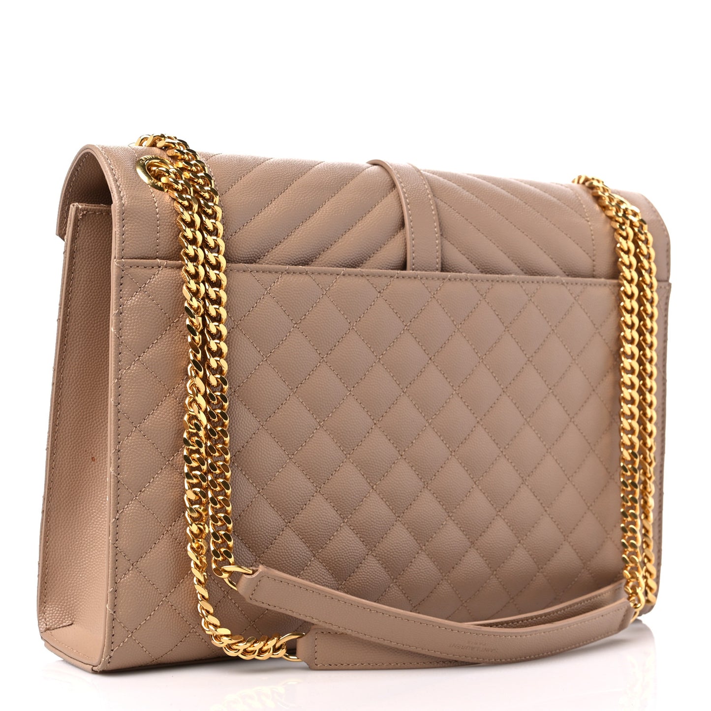 Grain De Poudre Mixed Matelasse Large Triquilt Monogram Satchel Dark Beige