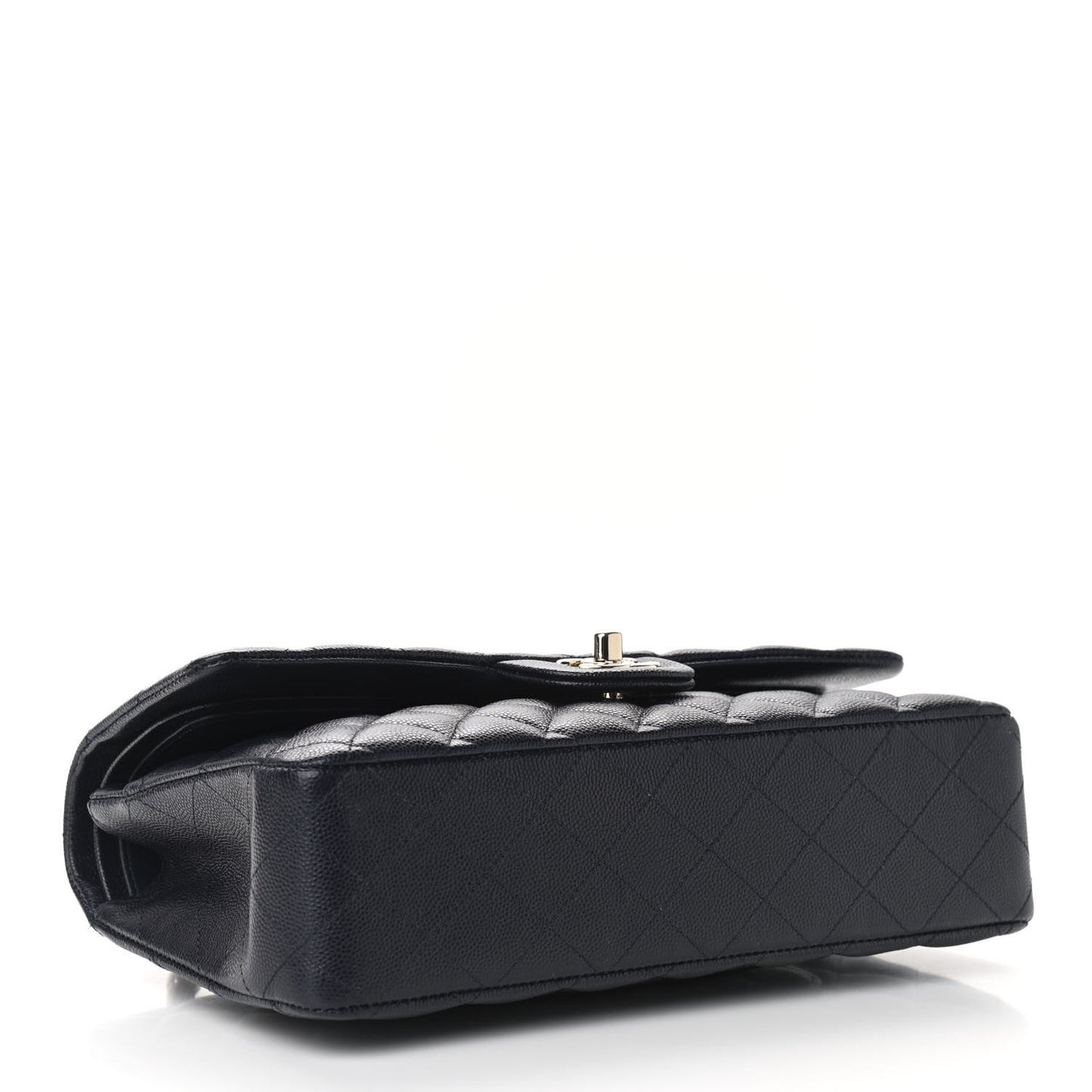 Caviar Quilted Medium Double Flap Navy