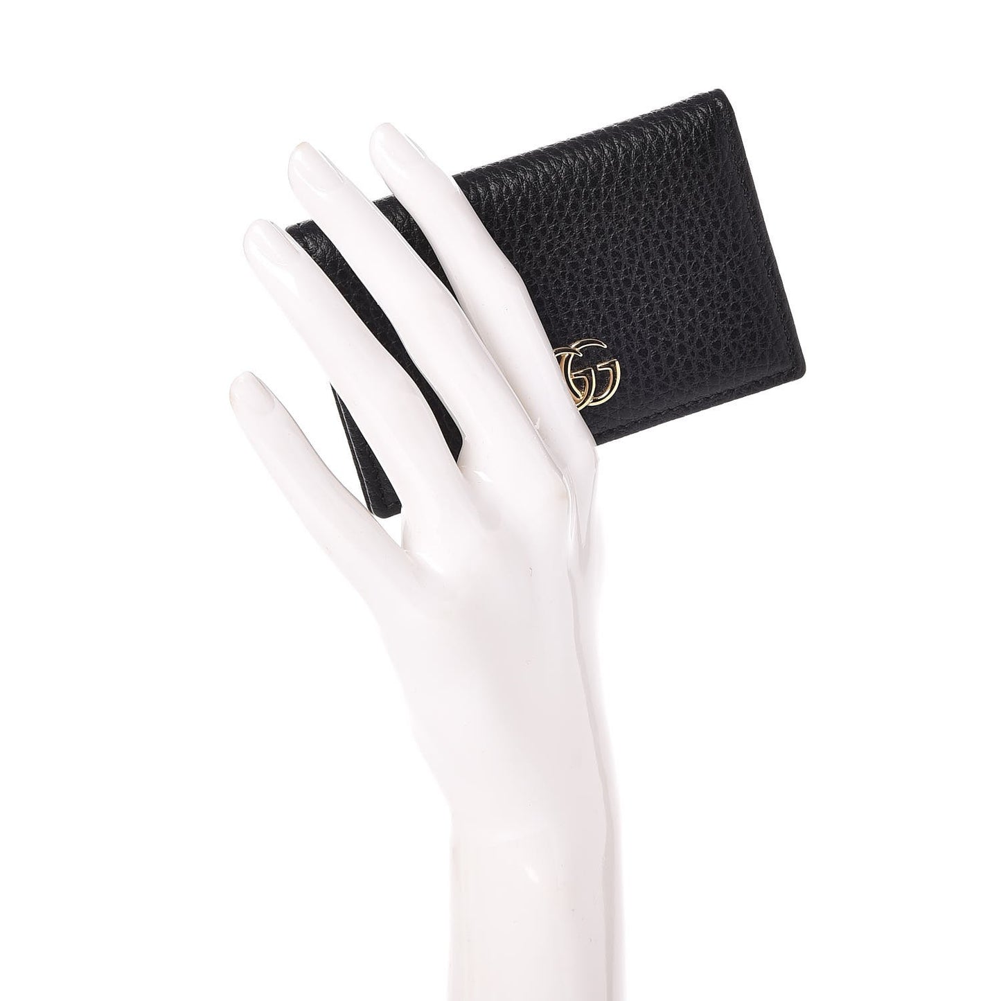 Pebbled Calfskin GG Marmont Card Case Black