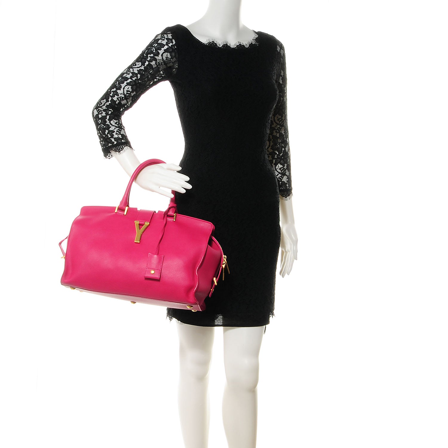 Saint Laurent Leather Medium Classic Cabas Y Bag Fuchsia 2 of 8