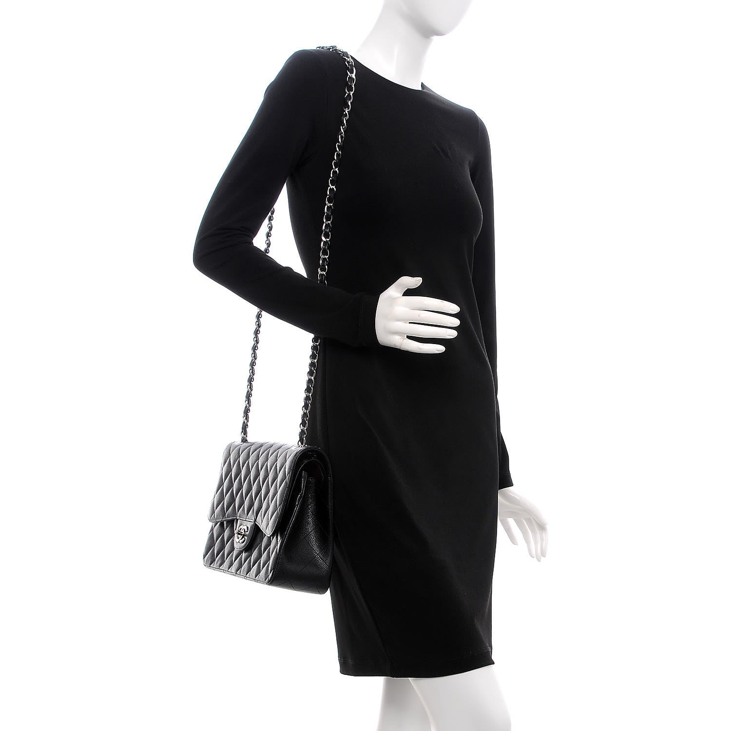 Chanel Caviar Quilted Jumbo Double Flap Black 2 of 9
