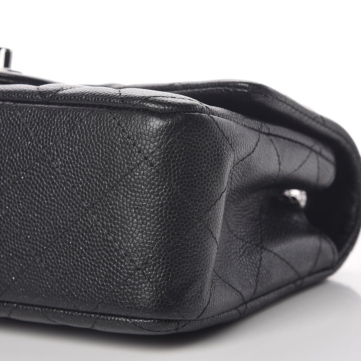 Iridescent Caviar Quilted Mini Rectangular Flap Black