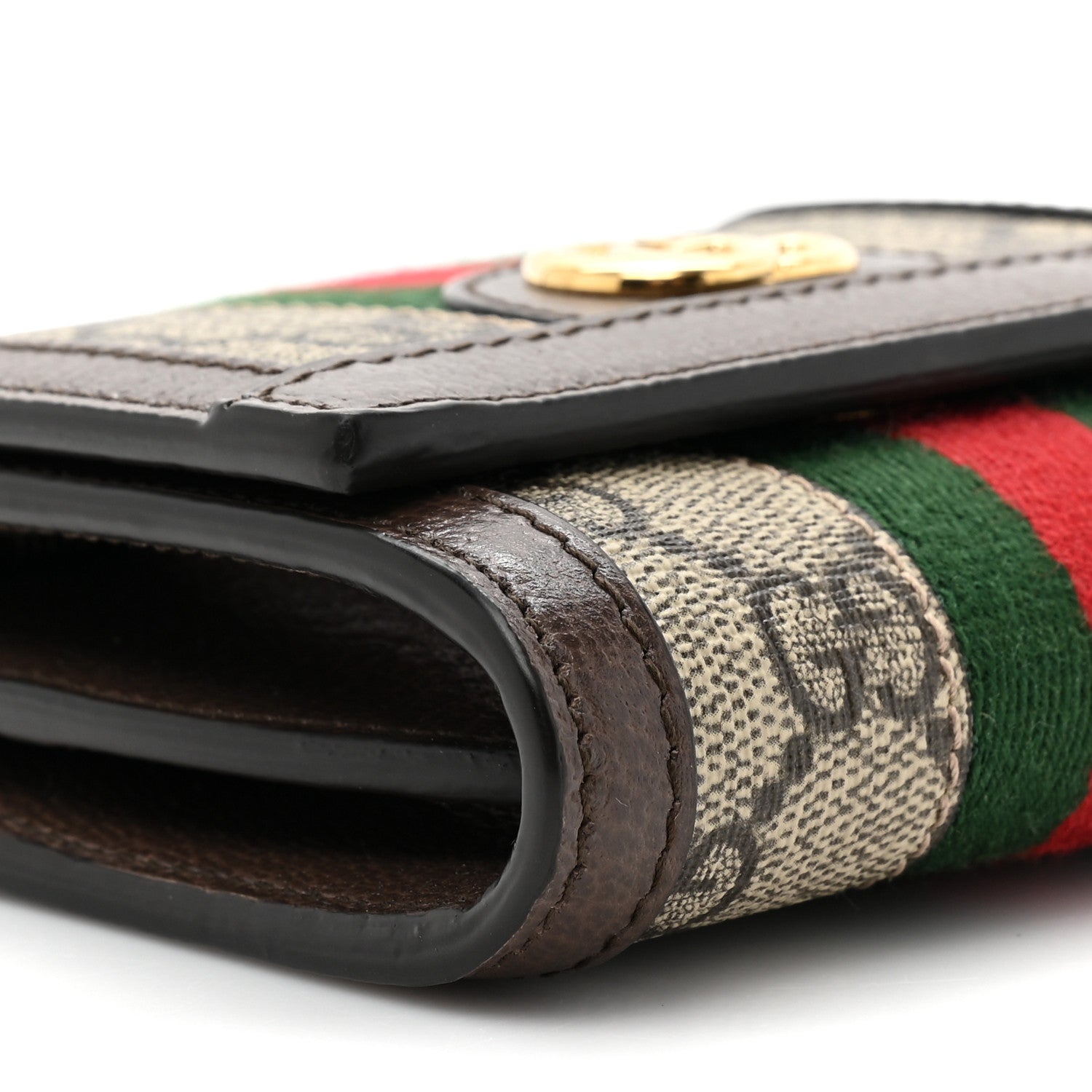 Gucci GG Supreme Monogram Textured Calfskin Web Ophidia Card Case Wallet Beige Ebony New Acero 10 of 10