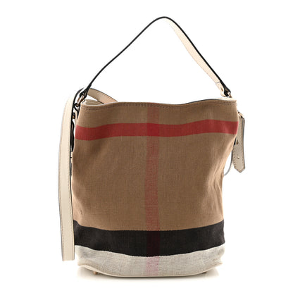 Burberry Canvas Mega Check Small Ashby Hobo White 1 of 12
