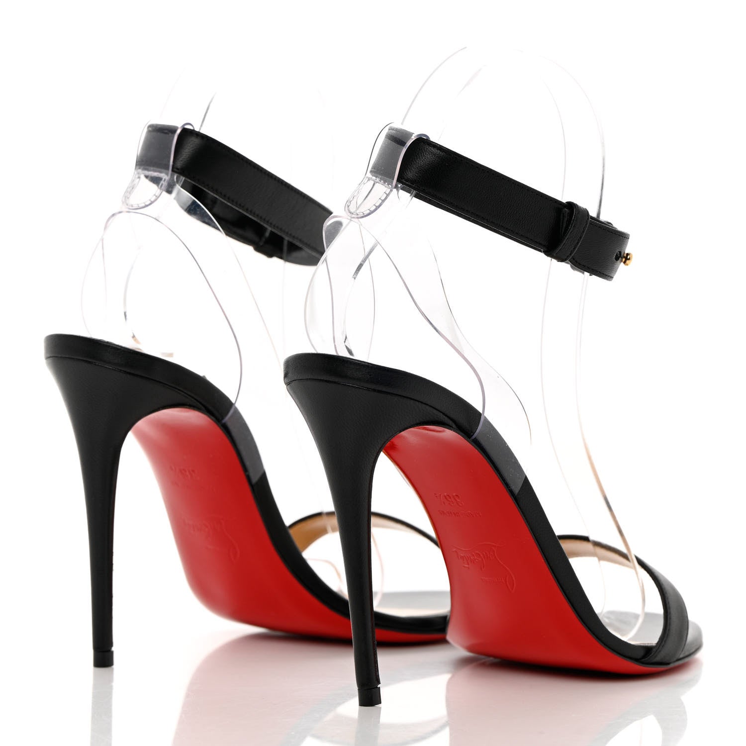 Christian Louboutin Shiny Nappa PVC Jonatina 100 Sandals 36.5 Black 4 of 10