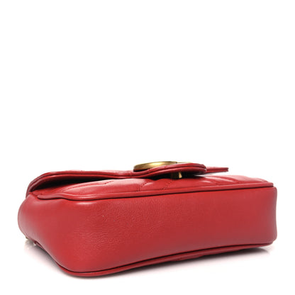 Gucci Calfskin Matelasse Super Mini GG Marmont Shoulder Bag Hibiscus Red 4 of 10