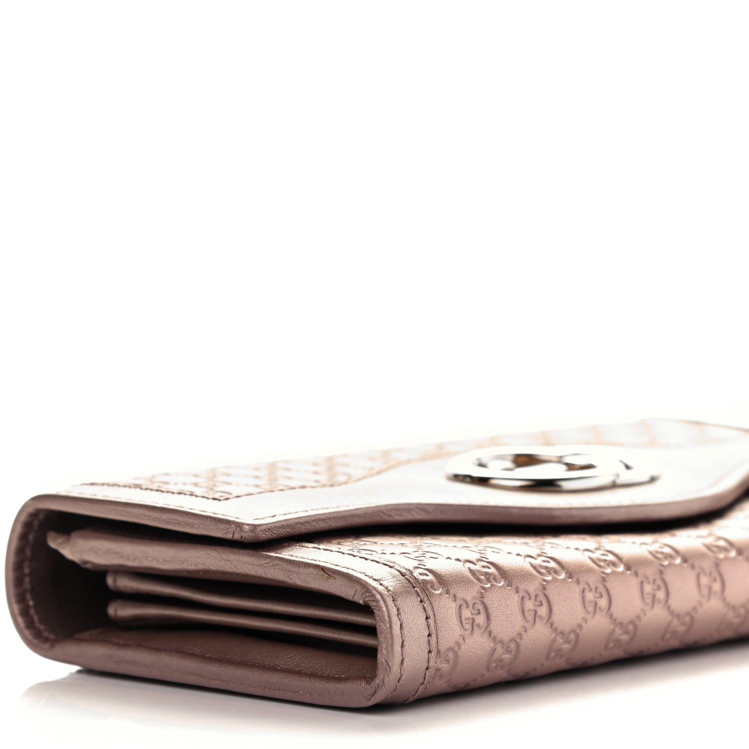 Gucci Metallic Soft Microguccissima Sukey Continental Wallet Dark Cipria 9 of 10