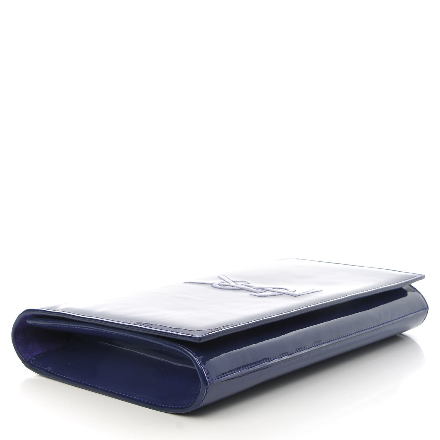 Saint Laurent Patent Calfskin Monogram Large Belle De Jour Clutch Royal Blue 4 of 6