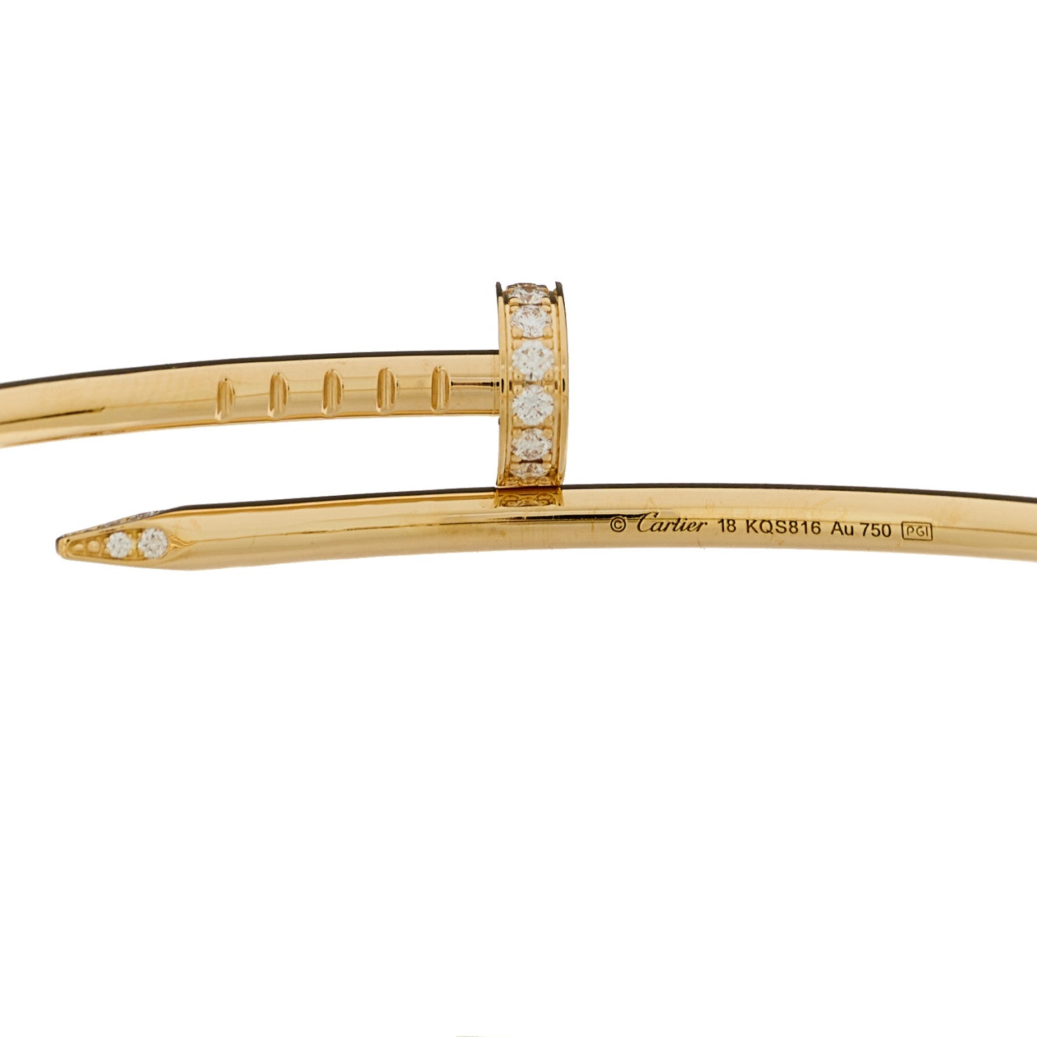 Cartier 18K Yellow Gold Diamond Small Juste Un Clou Bracelet 18 3 of 5