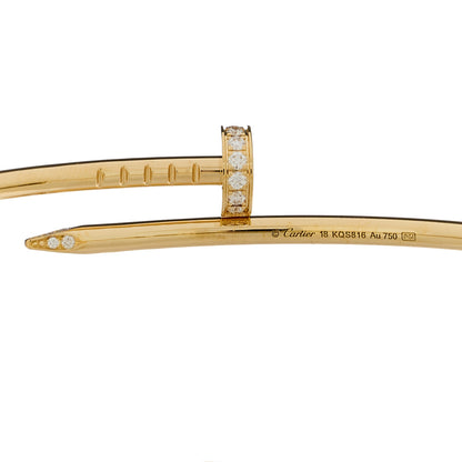 Cartier 18K Yellow Gold Diamond Small Juste Un Clou Bracelet 18 3 of 5
