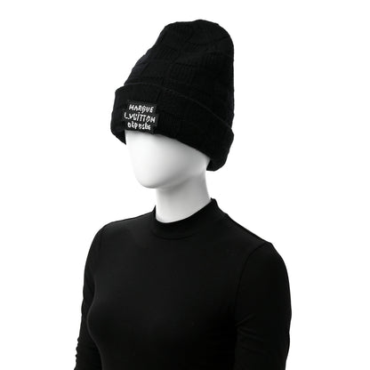 Louis Vuitton Wool Damier Pearls Beanie Hat Black 2 of 5