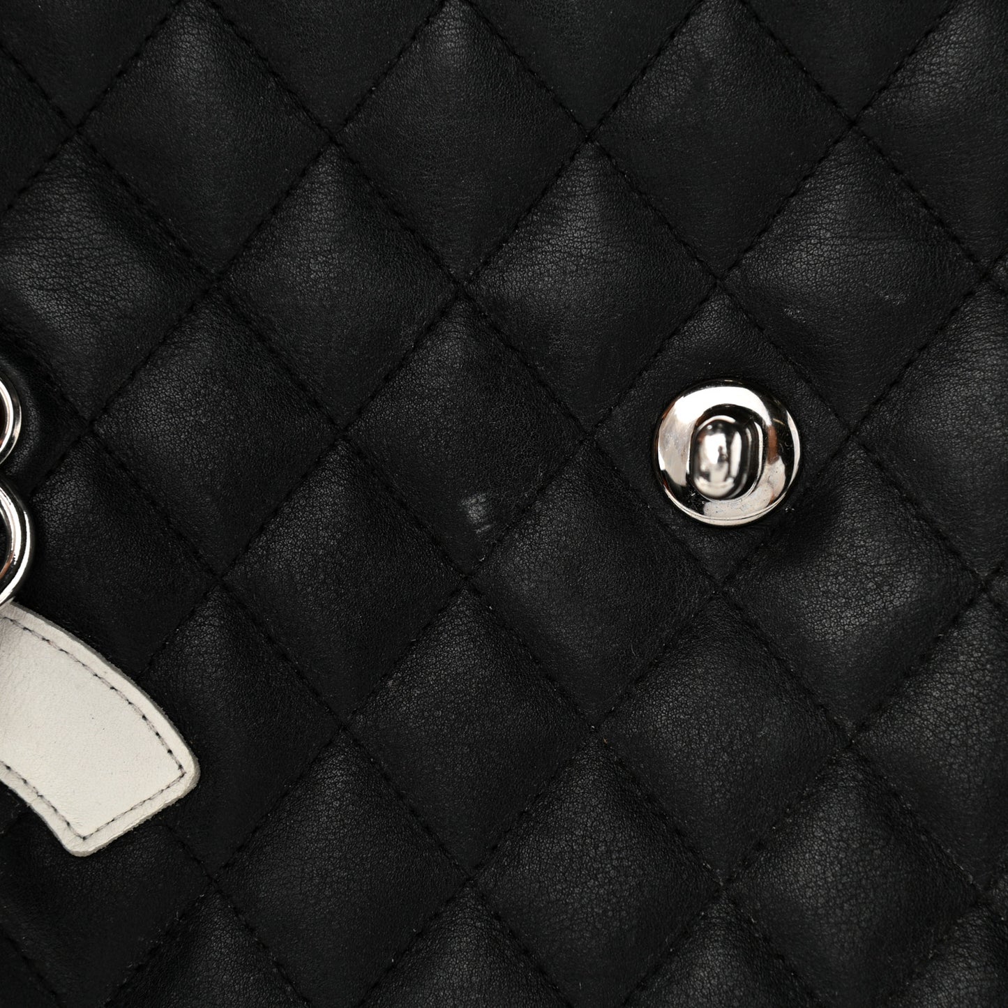 Calfskin Quilted Large Cambon Flap Black White