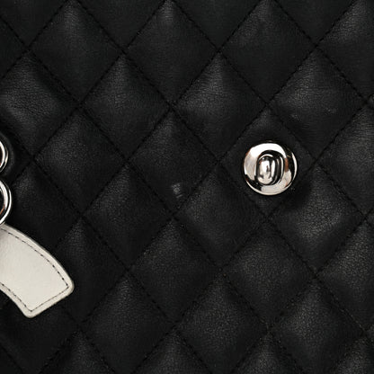 Chanel Calfskin Quilted Large Cambon Flap Black White 15 of 25