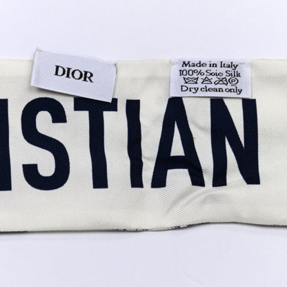 Christian Dior Silk Toile De Jouy Mitzah Scarf Navy Blue 6 of 6