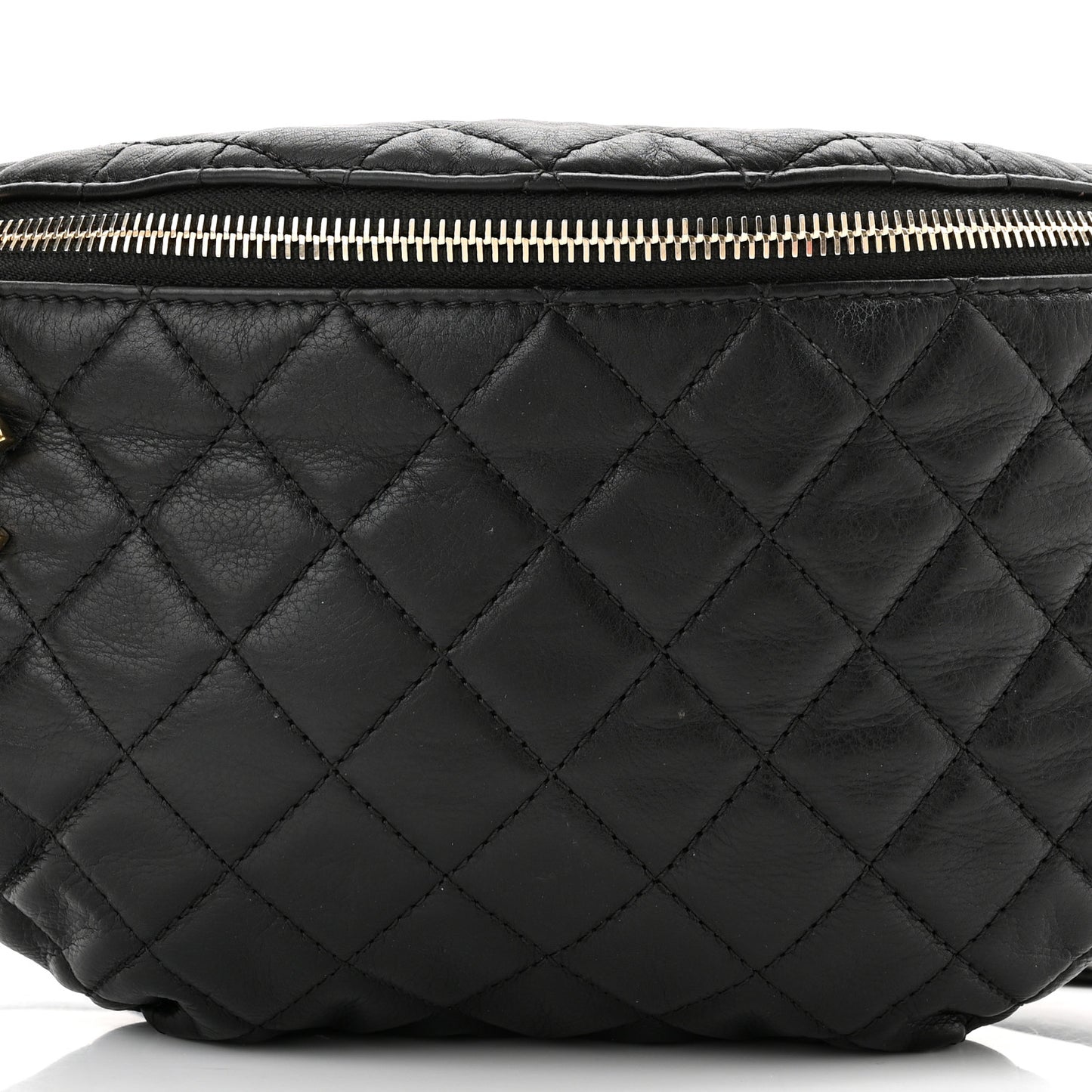 Calfskin Quilted Banane Waist Bag Fanny Pack Black