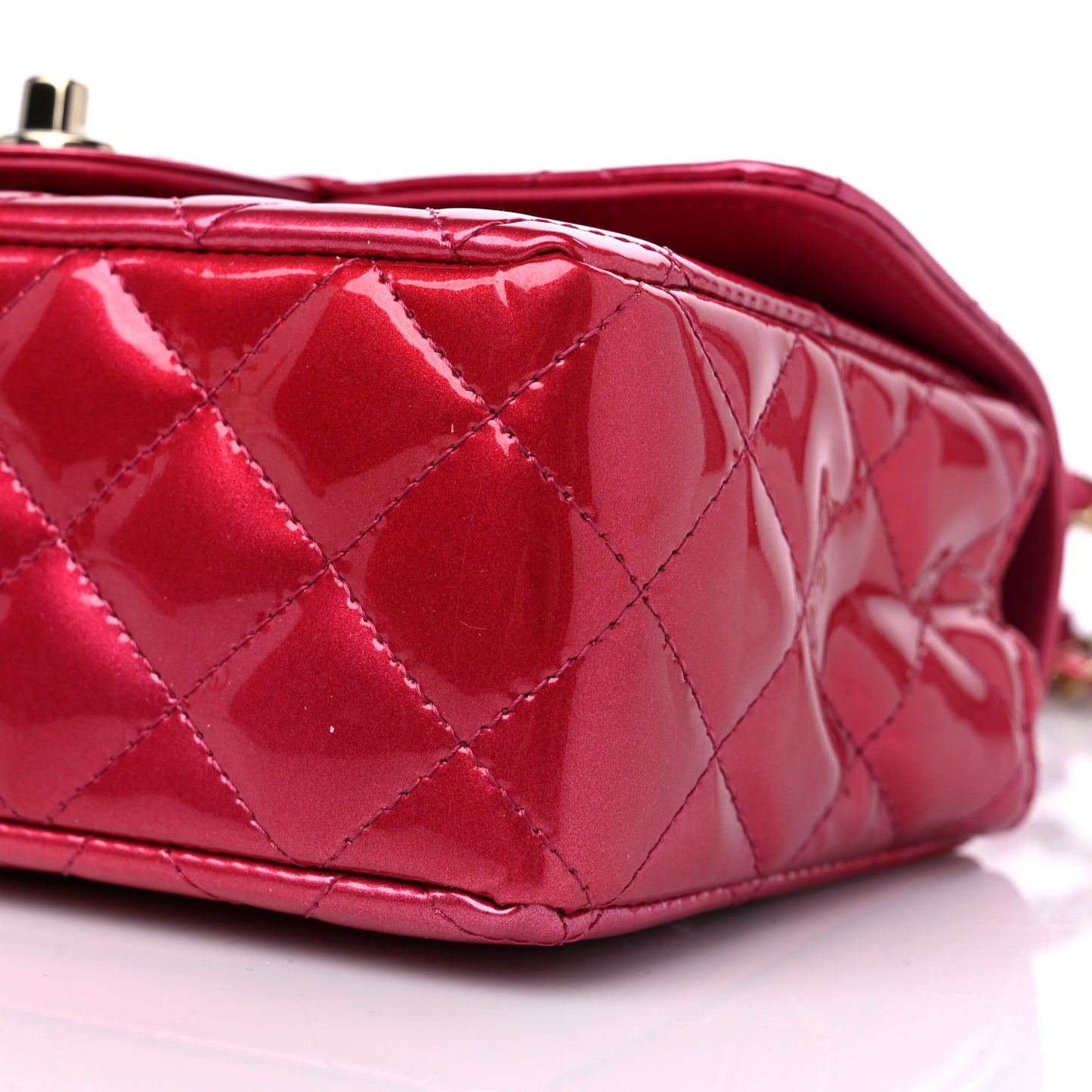 Shaded Patent Calfskin Quilted Mini Rectangular Flap Pink Dark Pink