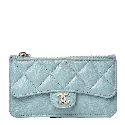 Chanel Caviar Quilted Flap Zip Card Holder Light Blue 1 of 6
