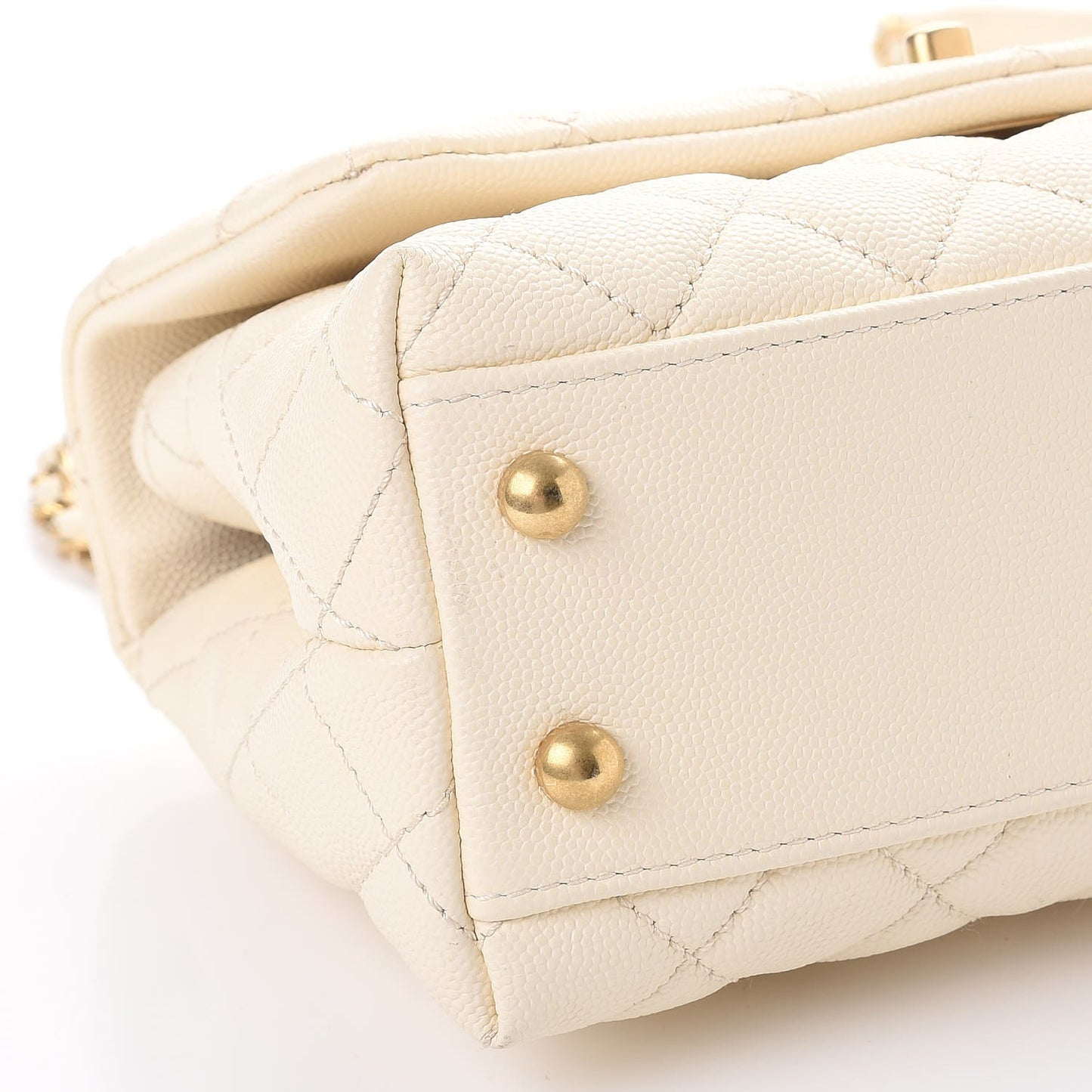Caviar Quilted Mini Coco Handle Flap Light Beige