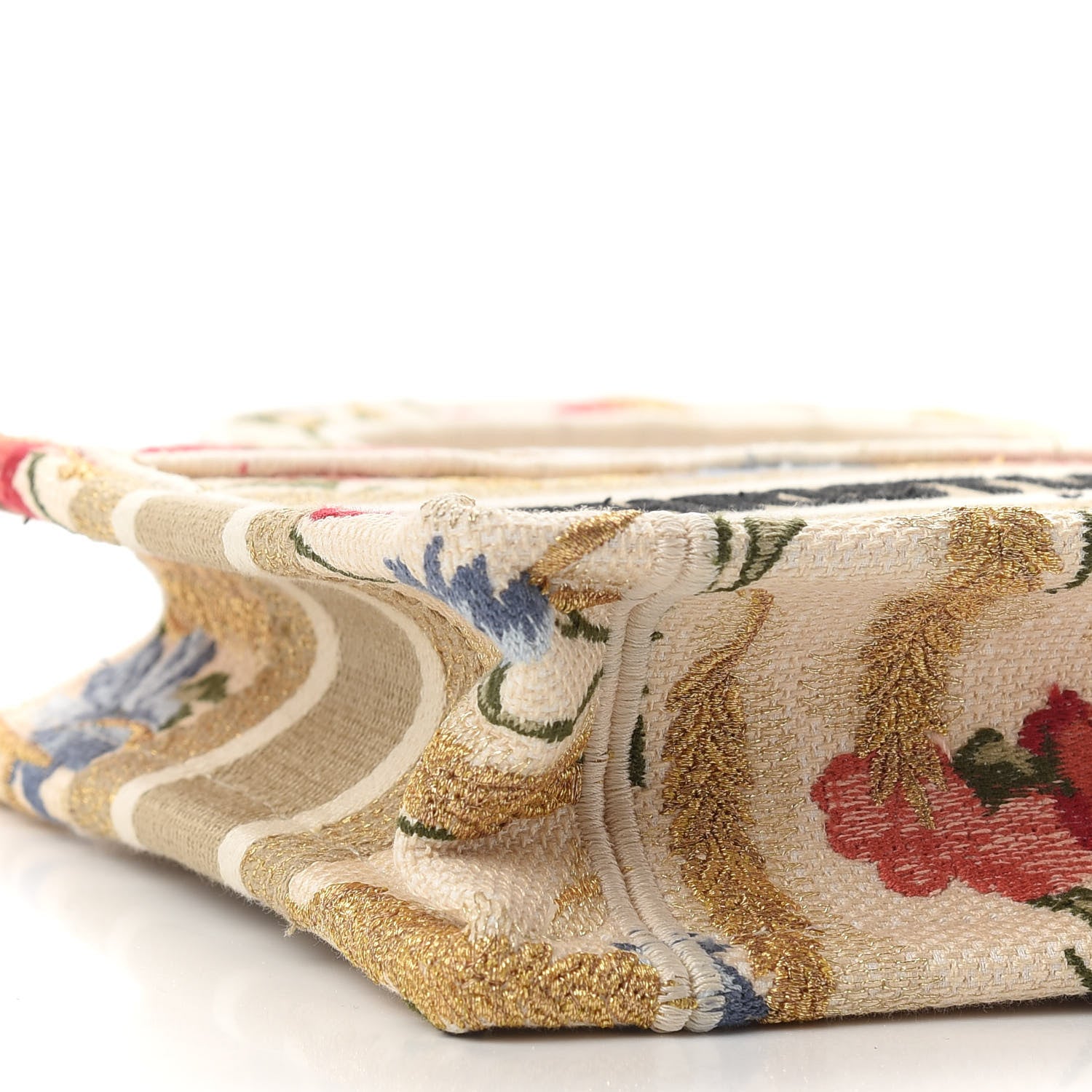 Christian Dior Canvas Embroidered Hibiscus Printed Mini Book Tote Beige Multicolor 7 of 8