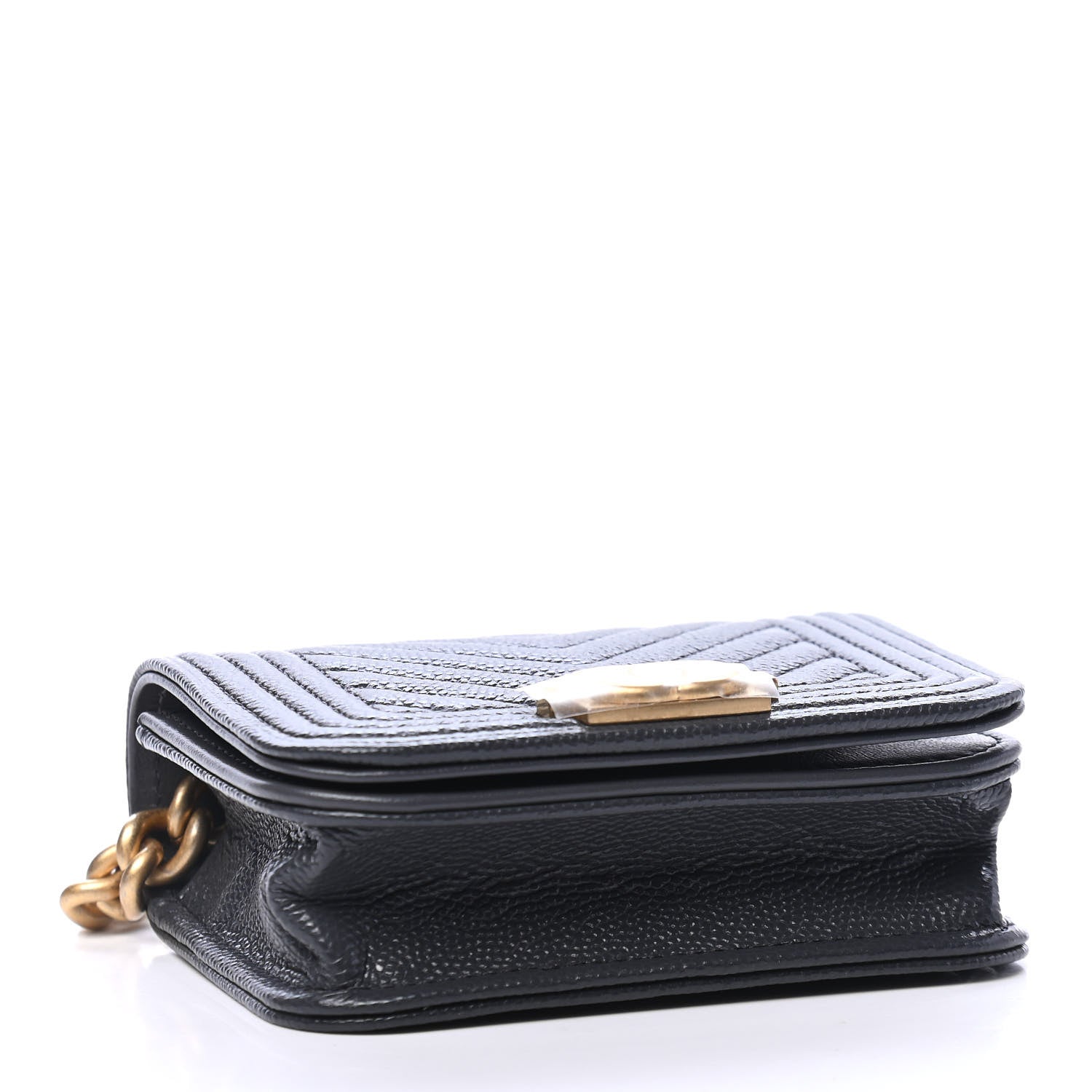 Chanel Caviar Chevron Boy Flap Waist Belt Bag Dark Grey 3 of 4