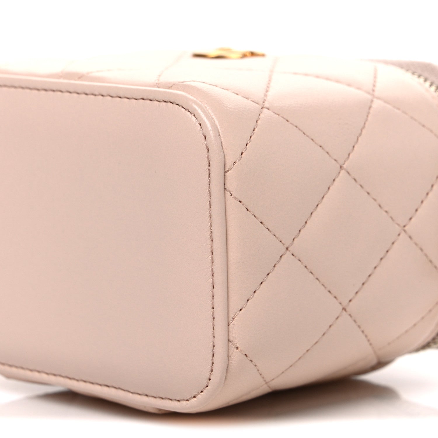 Chanel Lambskin Quilted Pearl Crush Mini Vanity Case With Chain Light Beige 9 of 9