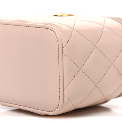 Chanel Lambskin Quilted Pearl Crush Mini Vanity Case With Chain Light Beige 9 of 9
