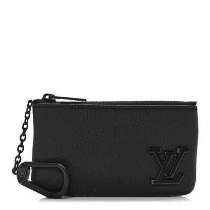 Louis Vuitton Grained Calfskin Aerogram Key Pouch Black 1 of 9