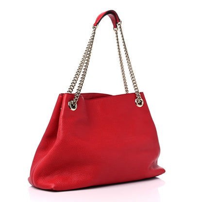 Gucci Pebbled Calfskin Medium Soho Chain Shoulder Bag Tabasco Red 3 of 15