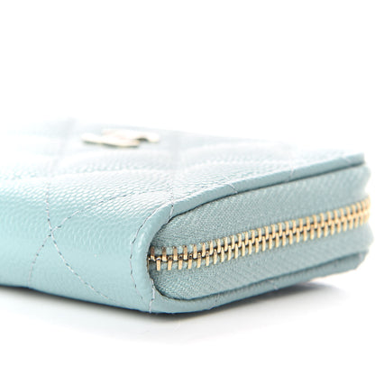 Chanel Caviar Quilted Zip Coin Purse Light Blue 6 of 10