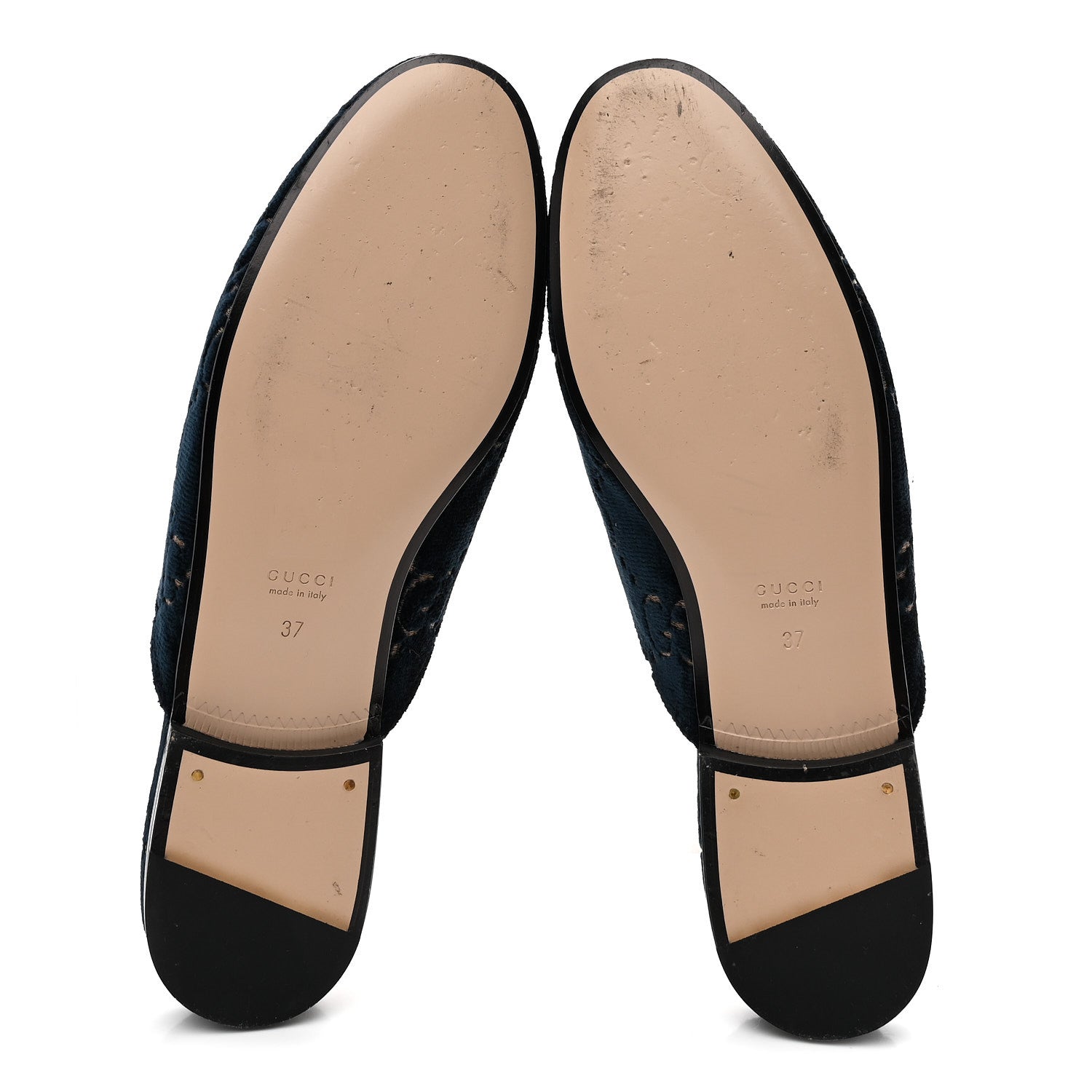 Gucci Velvet GG Monogram Womens Princetown Slippers 37 Blue Beige 6 of 10