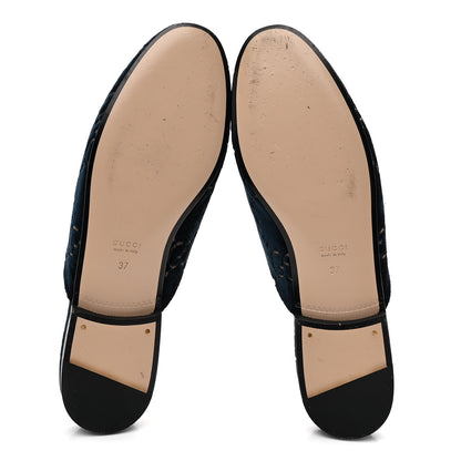 Gucci Velvet GG Monogram Womens Princetown Slippers 37 Blue Beige 6 of 10