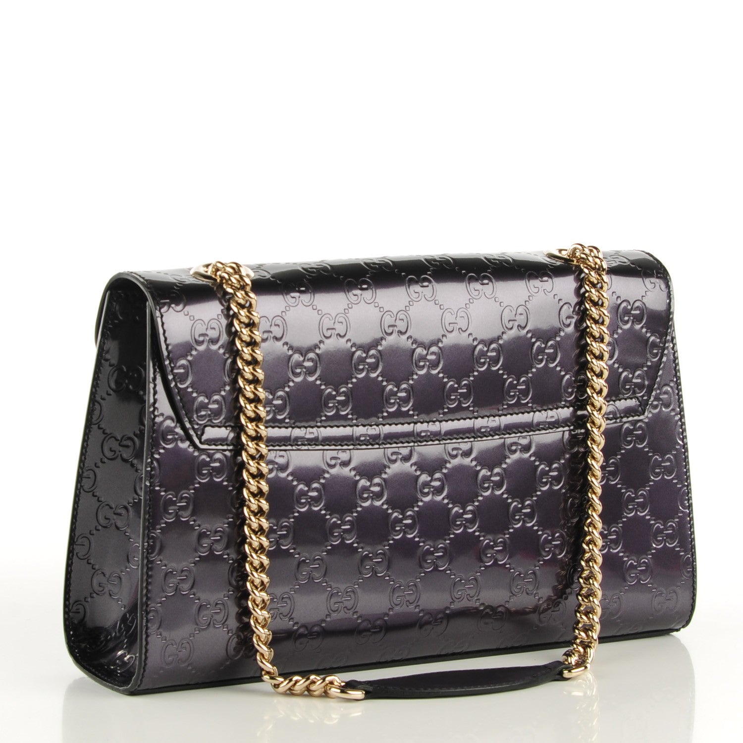 Gucci Shine Guccissima Medium Emily Chain Shoulder Bag Melanzana 3 of 7