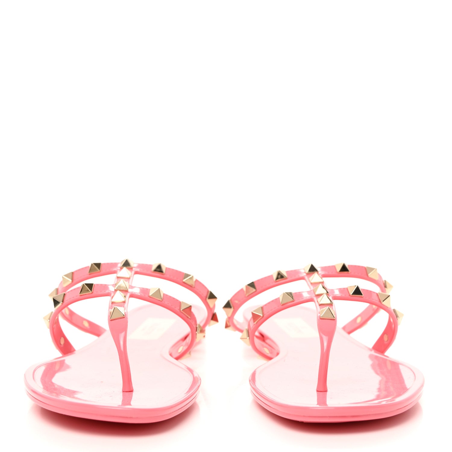 Valentino Garavani PVC Jelly Rockstud Caged Flat Thong Sandals 39 Dawn Pink 2 of 8